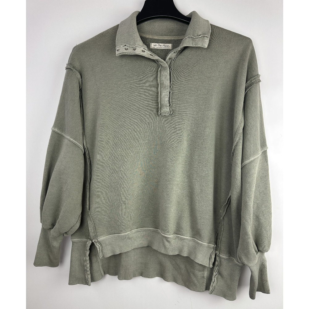 We The Free People Camden Henley Long Sleeve Sweatshirt XS Slouchy Boho Grunge - Picture 14 of 15